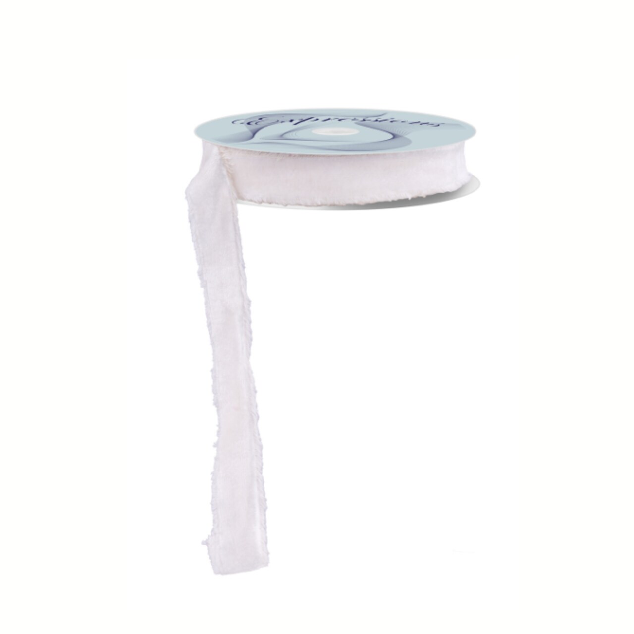 1" Ivory Frayed Velvet Ribbon | Non-Wired Trim for Gifts & Florals-RN5910A2